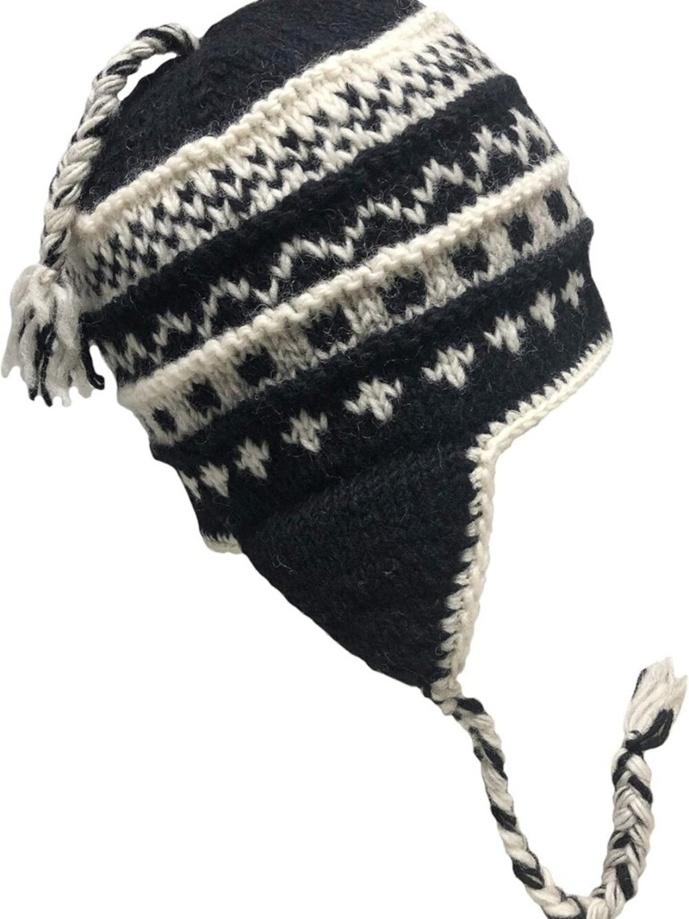 Cozy Hand-Knit Sherpa Hat with Ear Flaps | Warm Wool Trapper Ski Cap